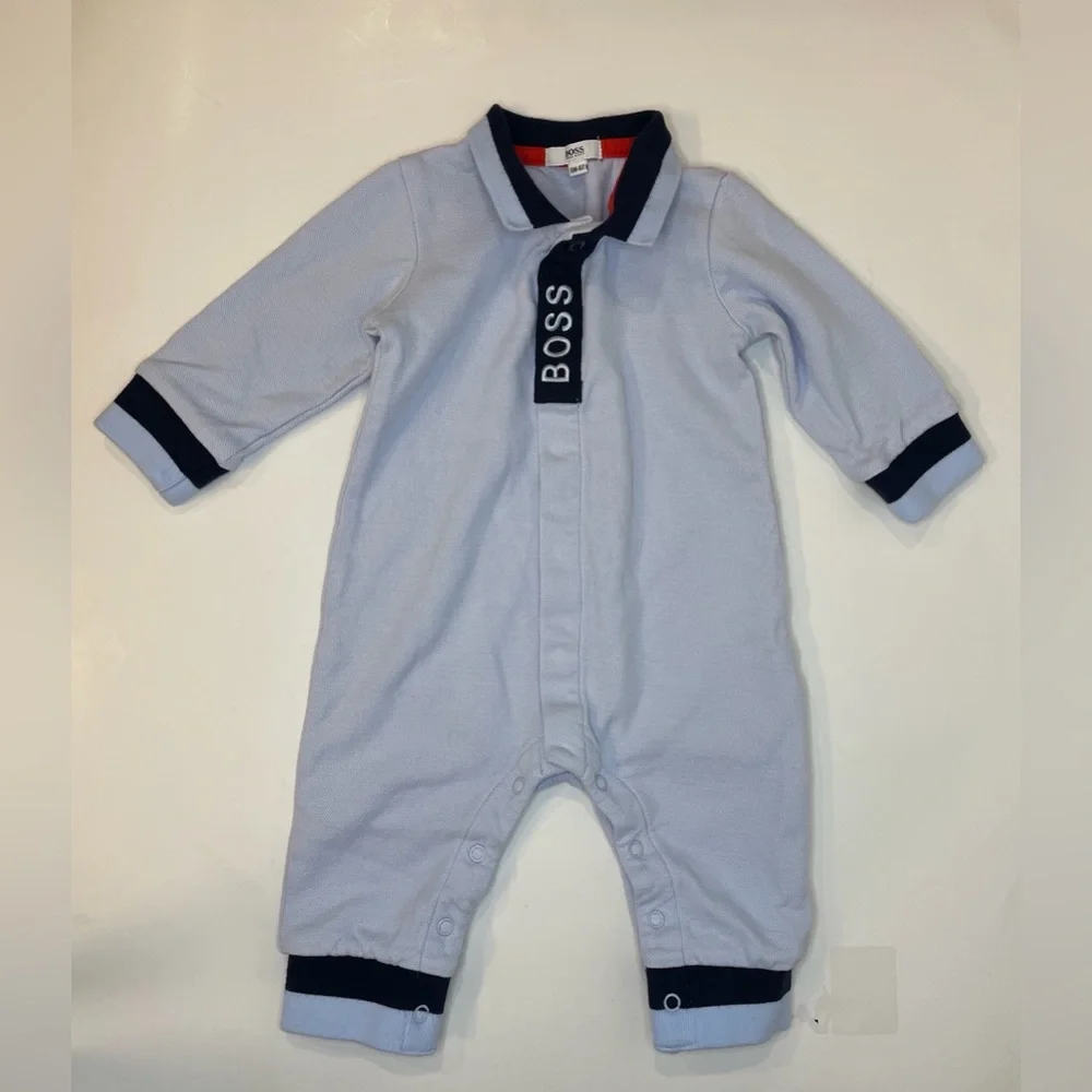 Boss Kid’s Kidswear Logo Overalls Blue and Navy Rompers Size 6 month‎